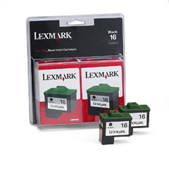 Lexmark Twin Pack #16 Black Print Cartridge Genuine Lexmark Inkjet