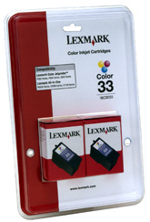 Lexmark Twin Pack #33 Color Print Cartridge Genuine Lexmark Inkjet