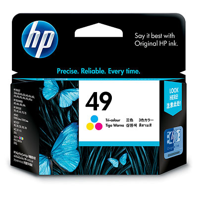 HP Genuine 51649A (49) OEM High Capacity Tri-Color Inkjet Cartridge, 350 Page Yield