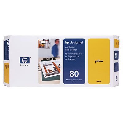 HP 80 Yellow Printhead and Printhead Cleaner Genuine HP Inkjet