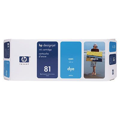 HP 81 680-ml Cyan Dye Ink Cartridge Genuine HP Inkjet