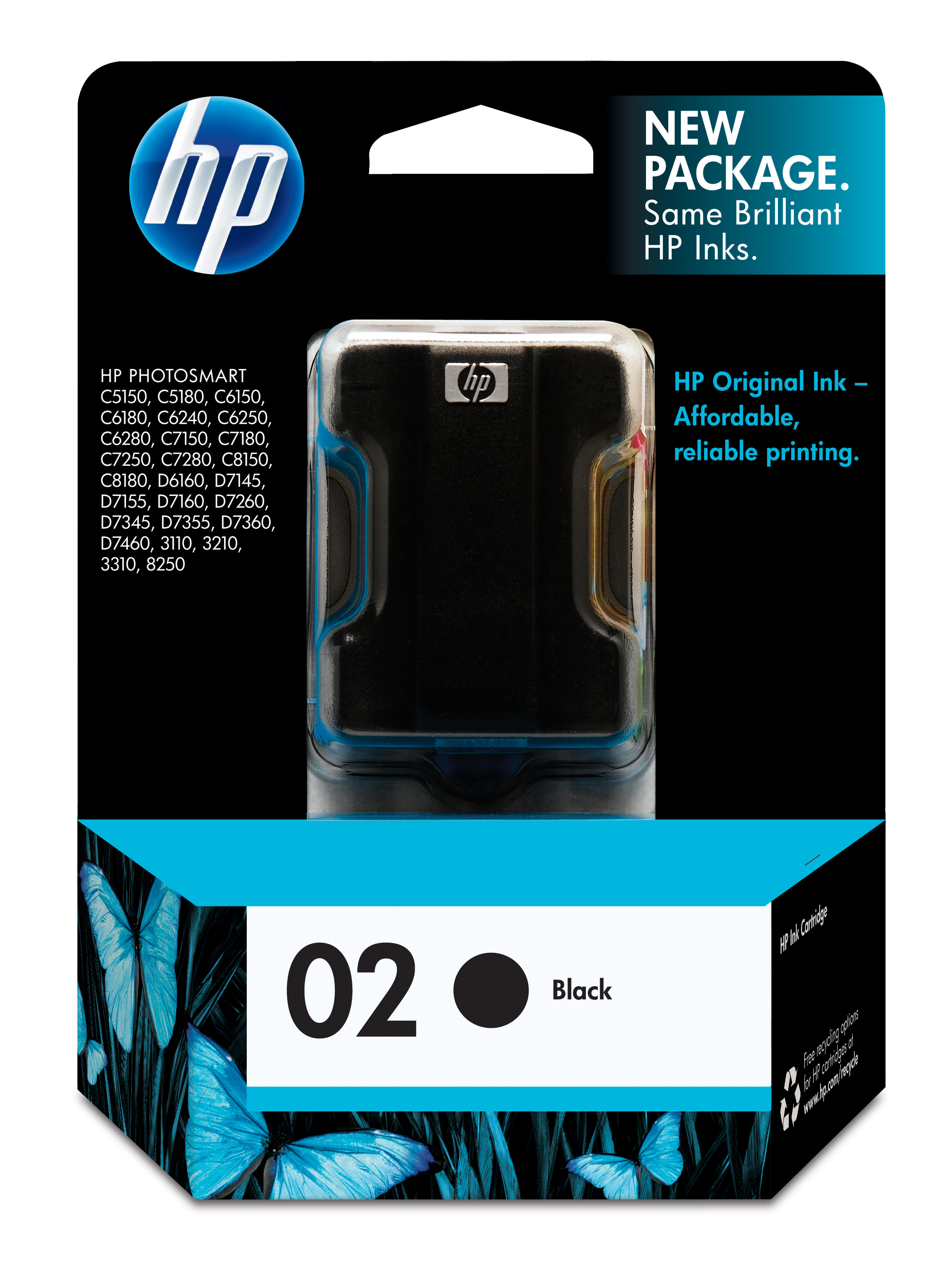 HP 02 Black Ink Cartridge Genuine HP Inkjet