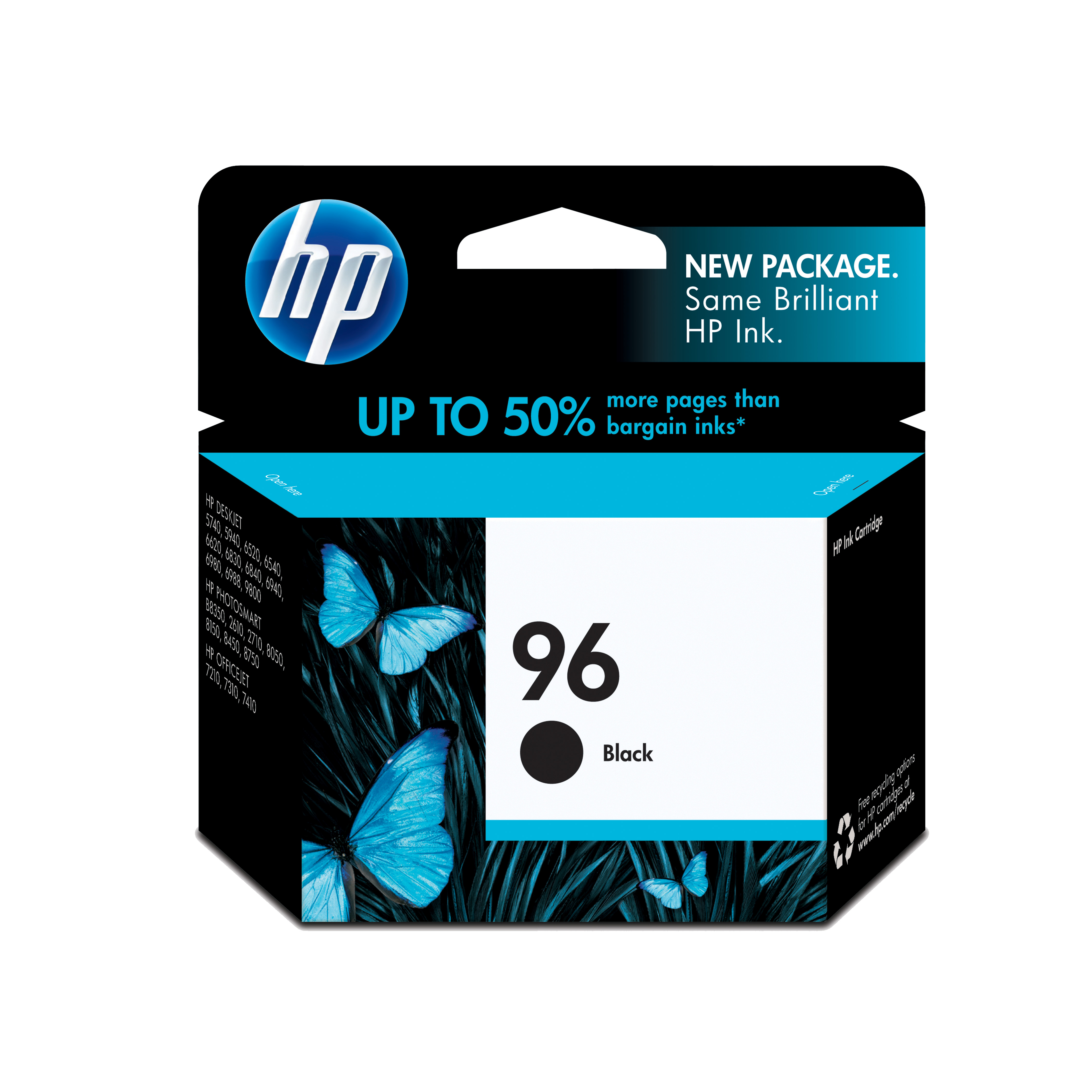 HP Genuine C8767WN (96) OEM High Capacity Black Inkjet Cartridge, 800 Page Yield