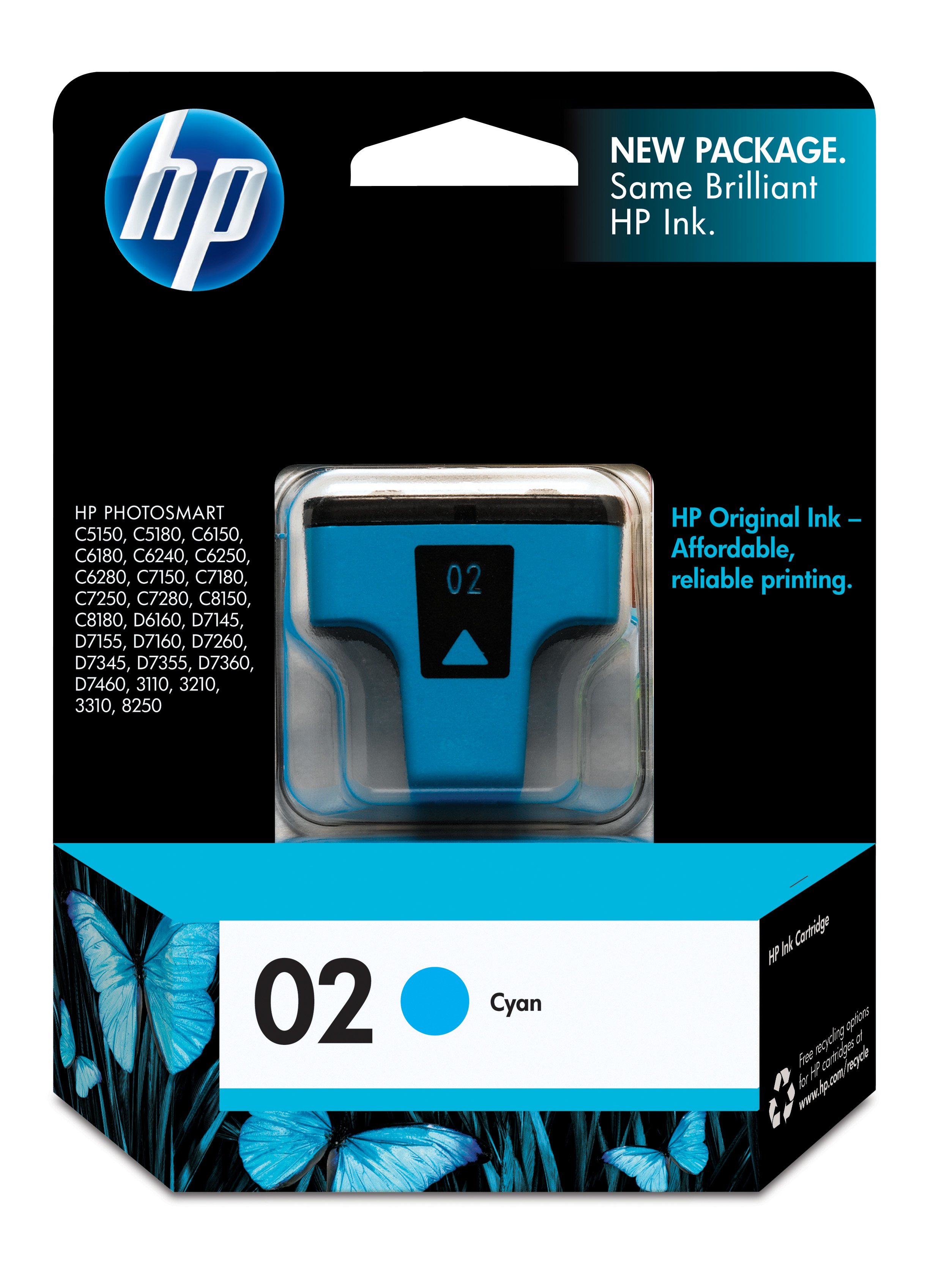 HP 02 Cyan Ink Cartridge Genuine HP Inkjet