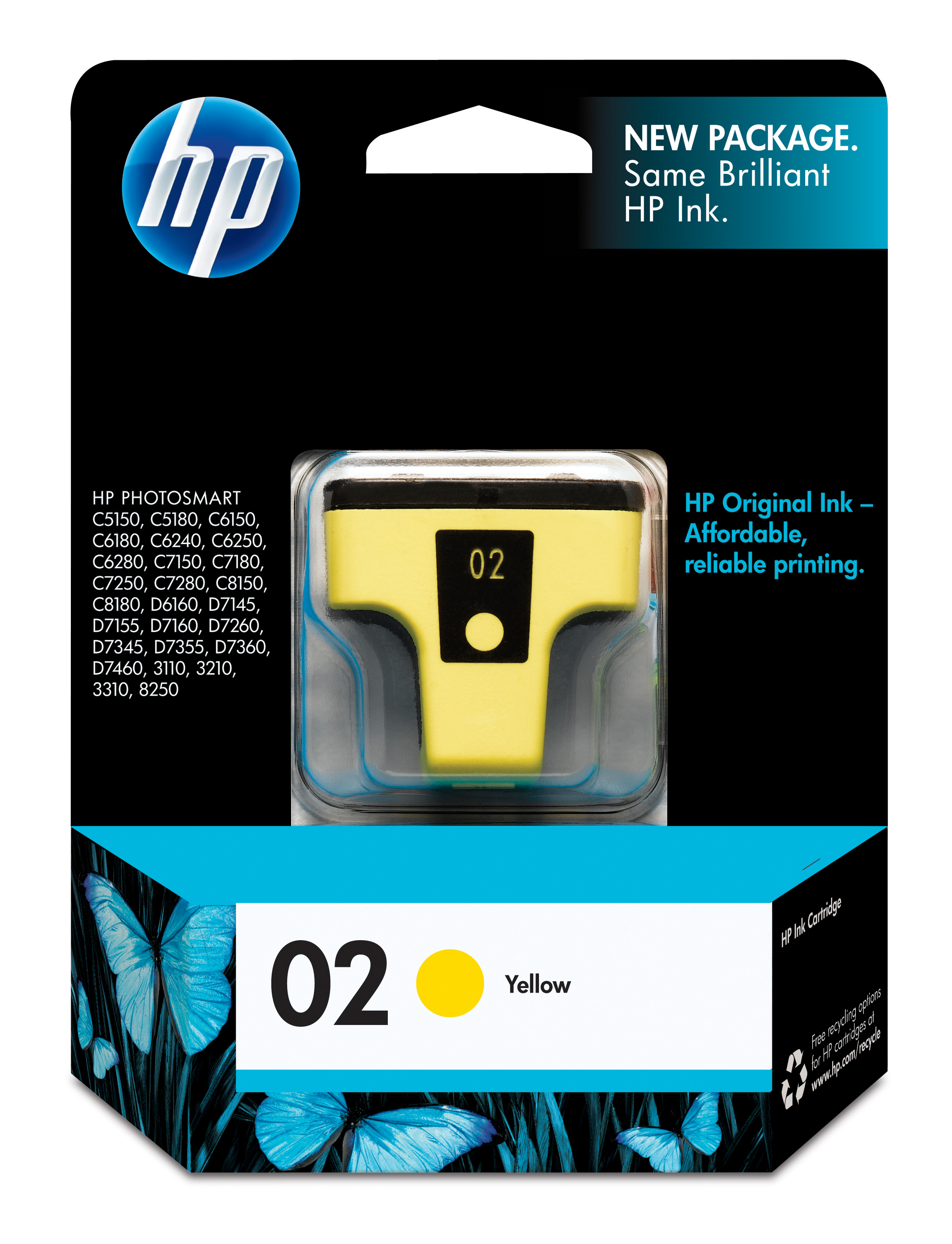 HP 02 Yellow Ink Cartridge Genuine HP Inkjet