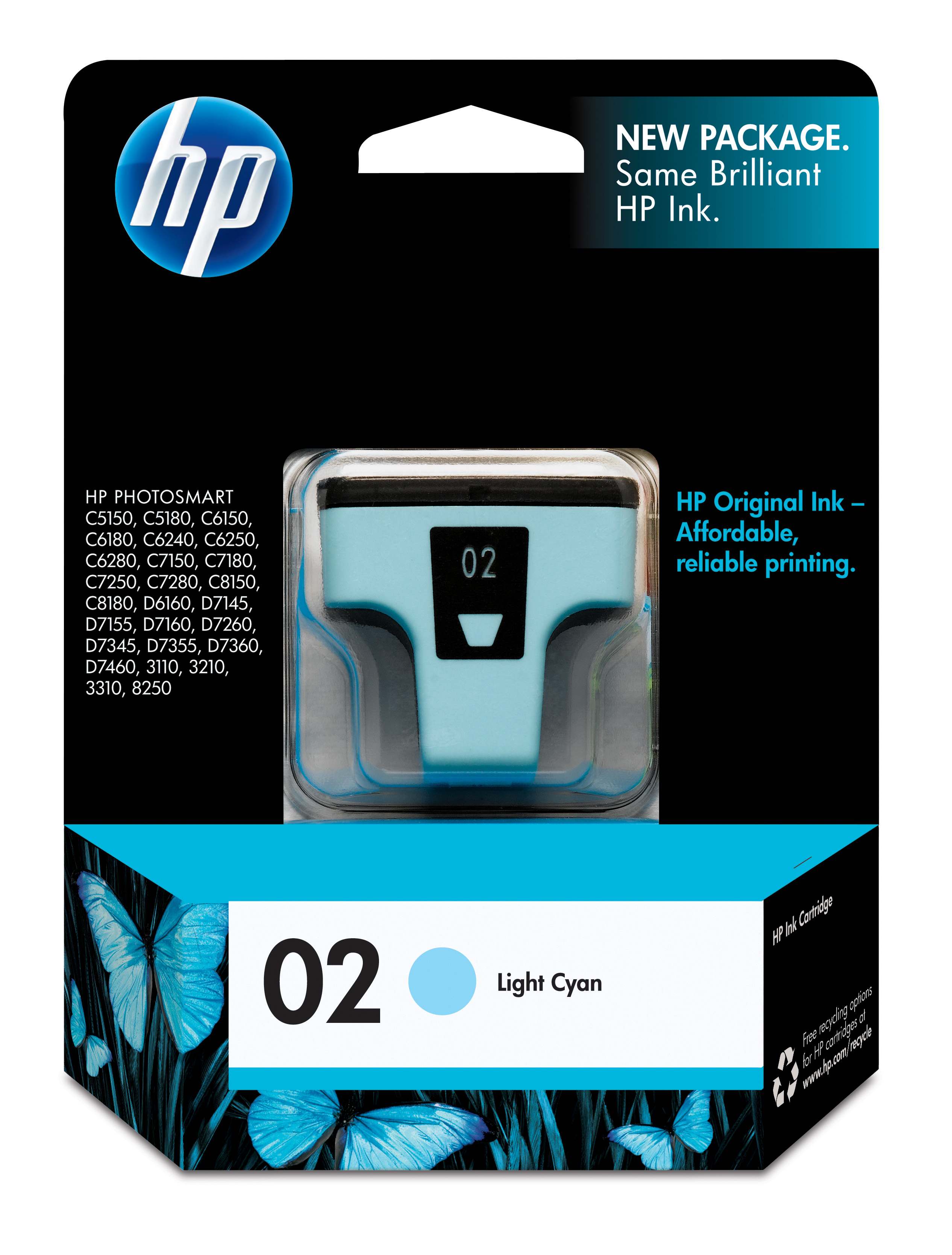 HP 02 Light Cyan Ink Cartridge Genuine HP Inkjet
