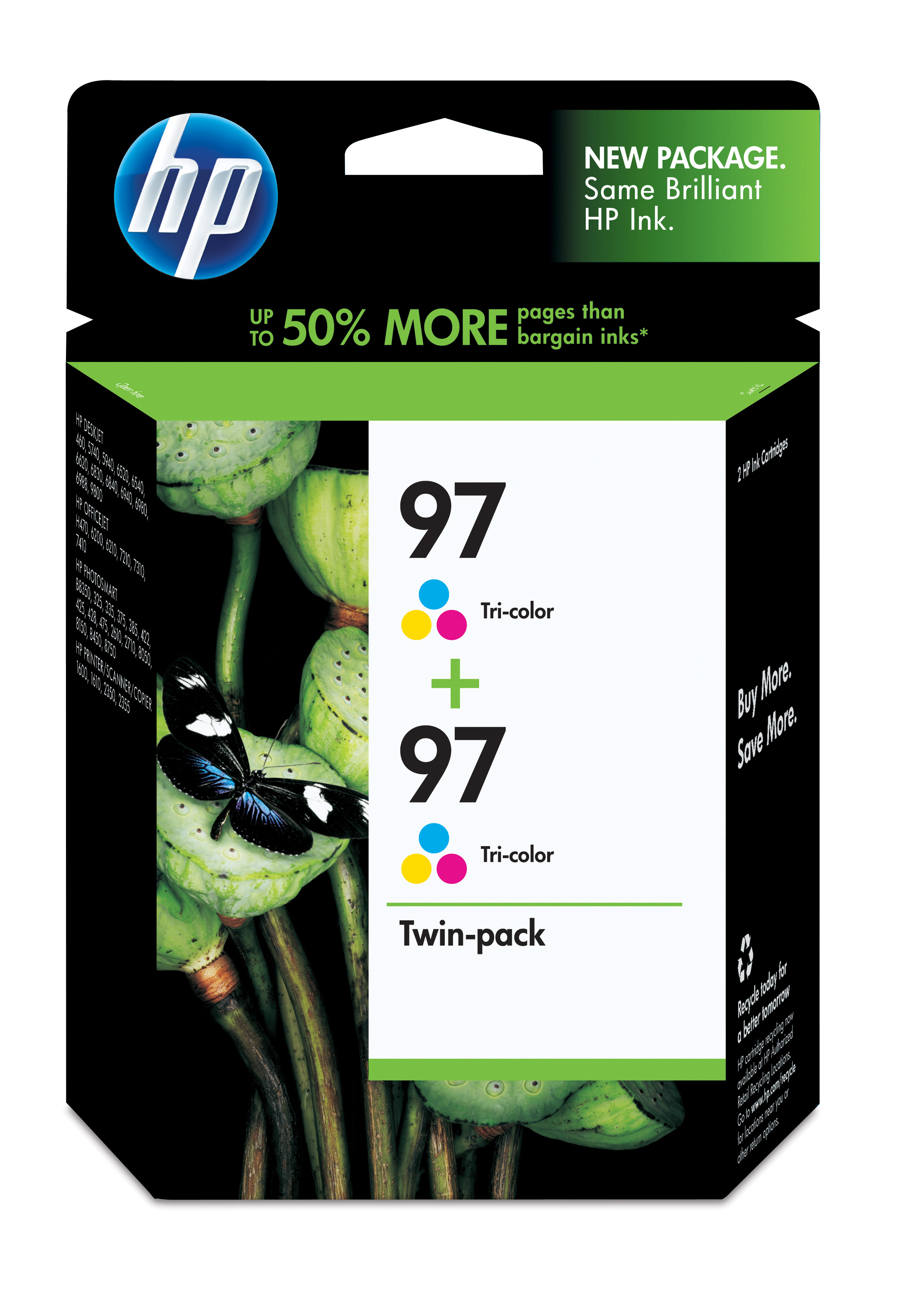 HP 97 2-pack Tri-color Inkjet Print Cartridges Genuine HP Inkjet