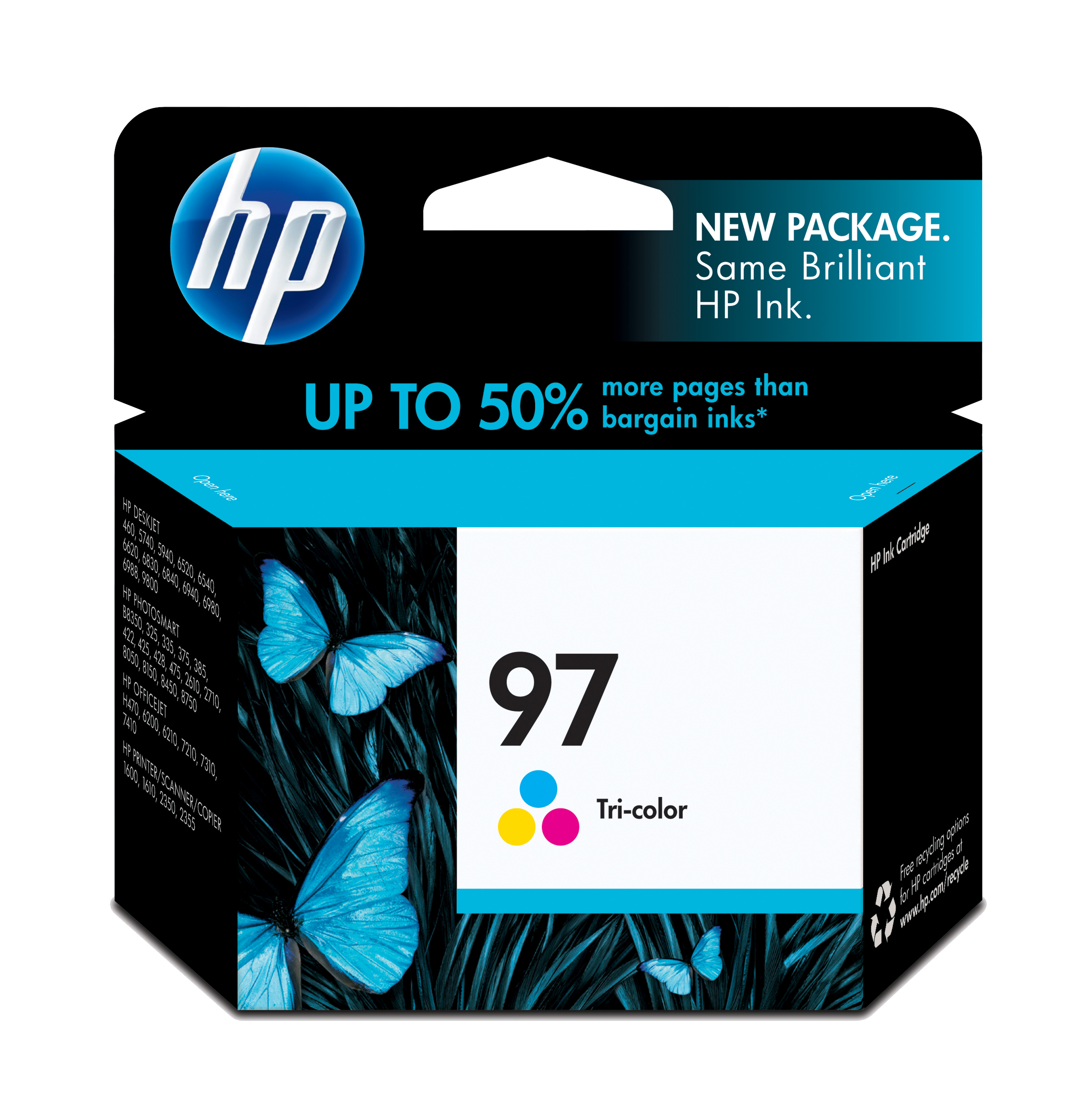 HP Genuine C9363WN (97) OEM High Capacity Tri-Color Inkjet Cartridge, 450 Page Yield