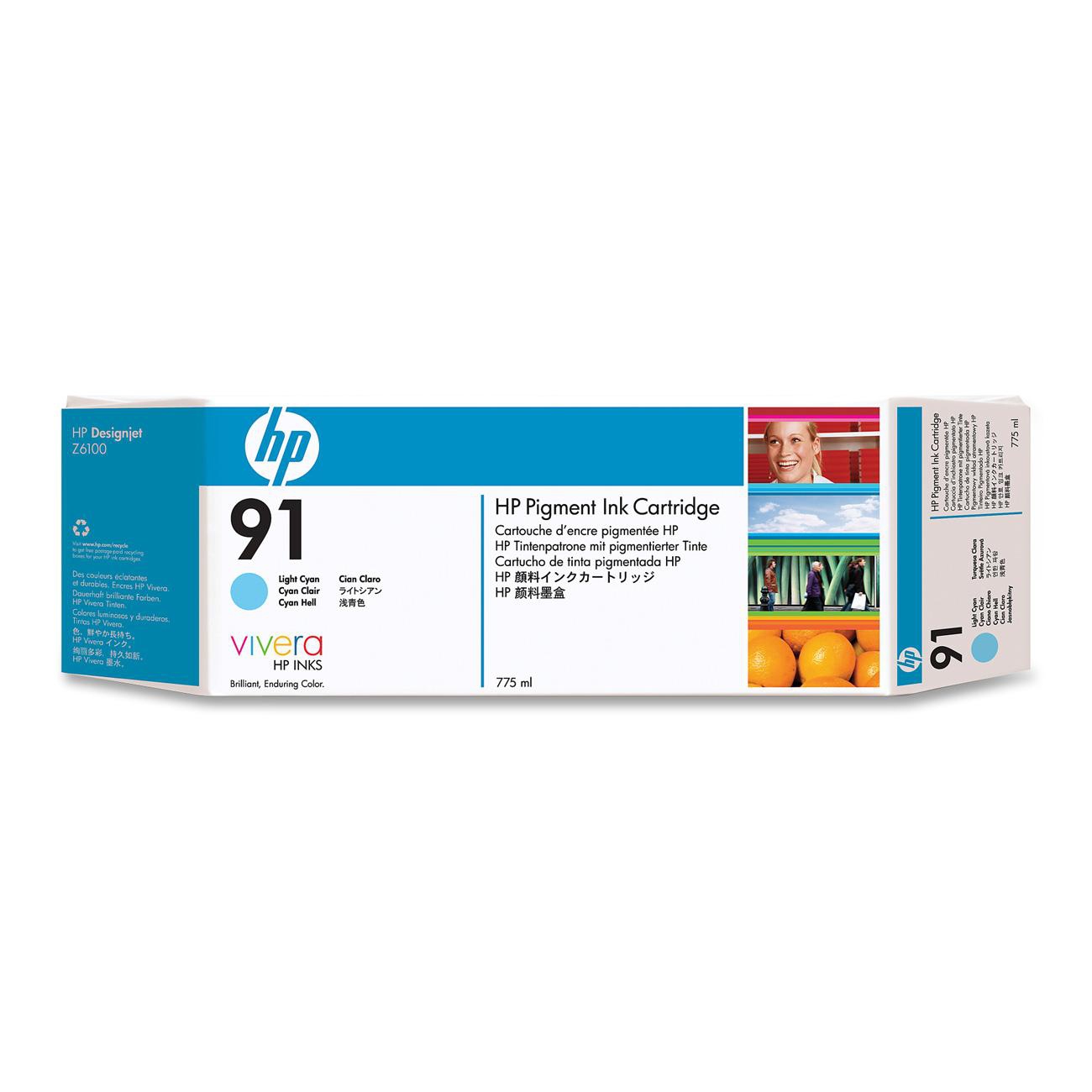 HP 91 775-ml Pigment Light Cyan Ink Cartridge Genuine HP Inkjet