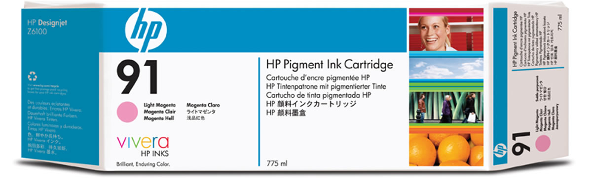 HP 91 775-ml Pigment Light Magenta Ink Cartridge Genuine HP Inkjet
