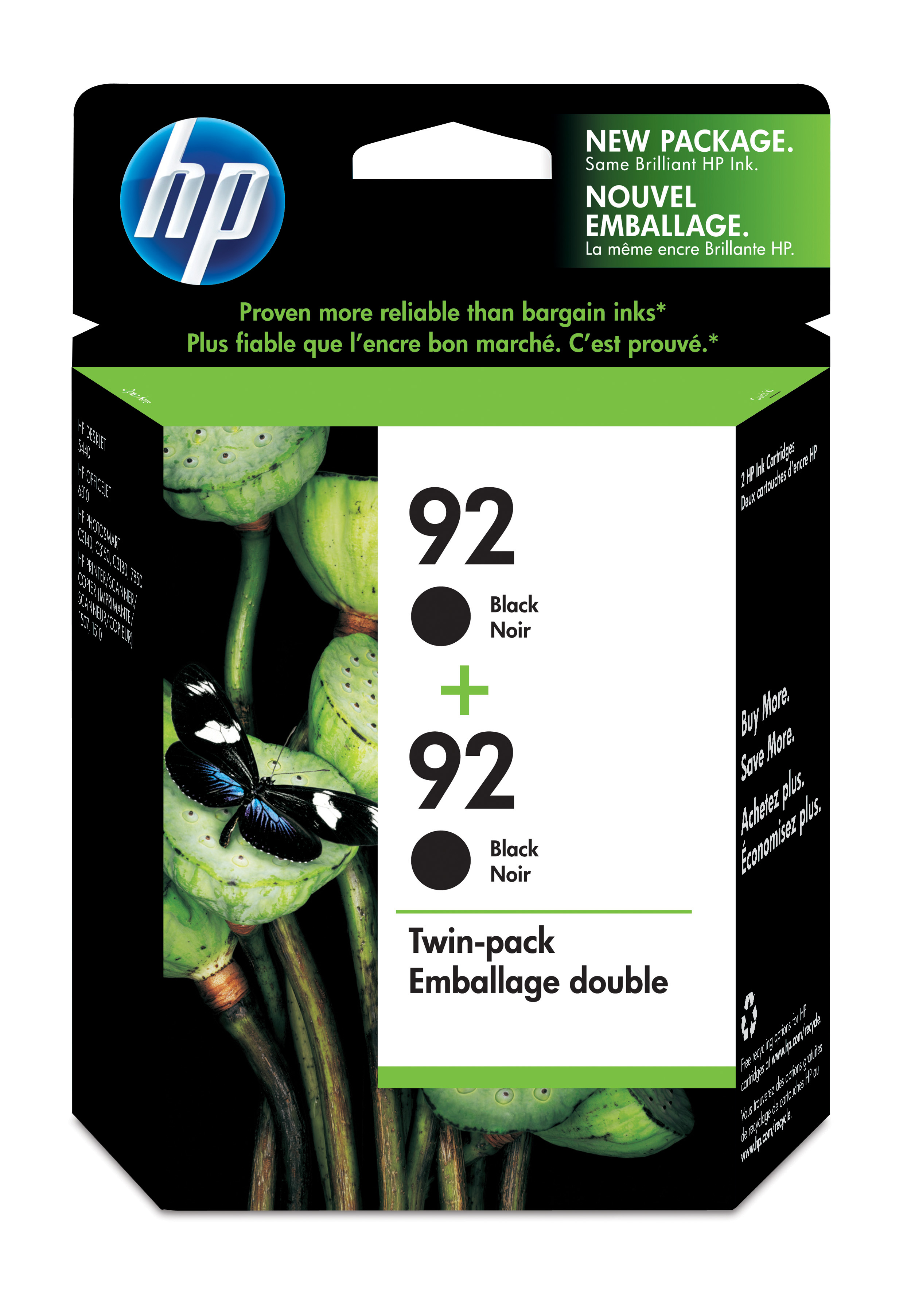 HP 92 2-pack Black Inkjet Print Cartridges Genuine HP Inkjet