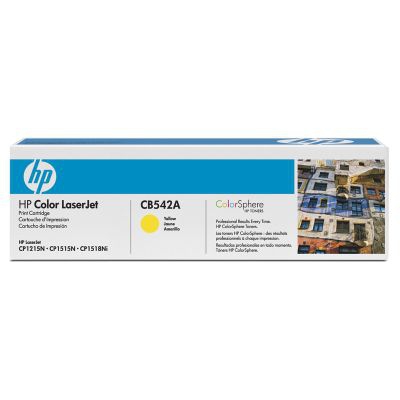 HP Genuine CB542A OEM High Capacity Yellow Toner Cartridge, 1400 Page Yield