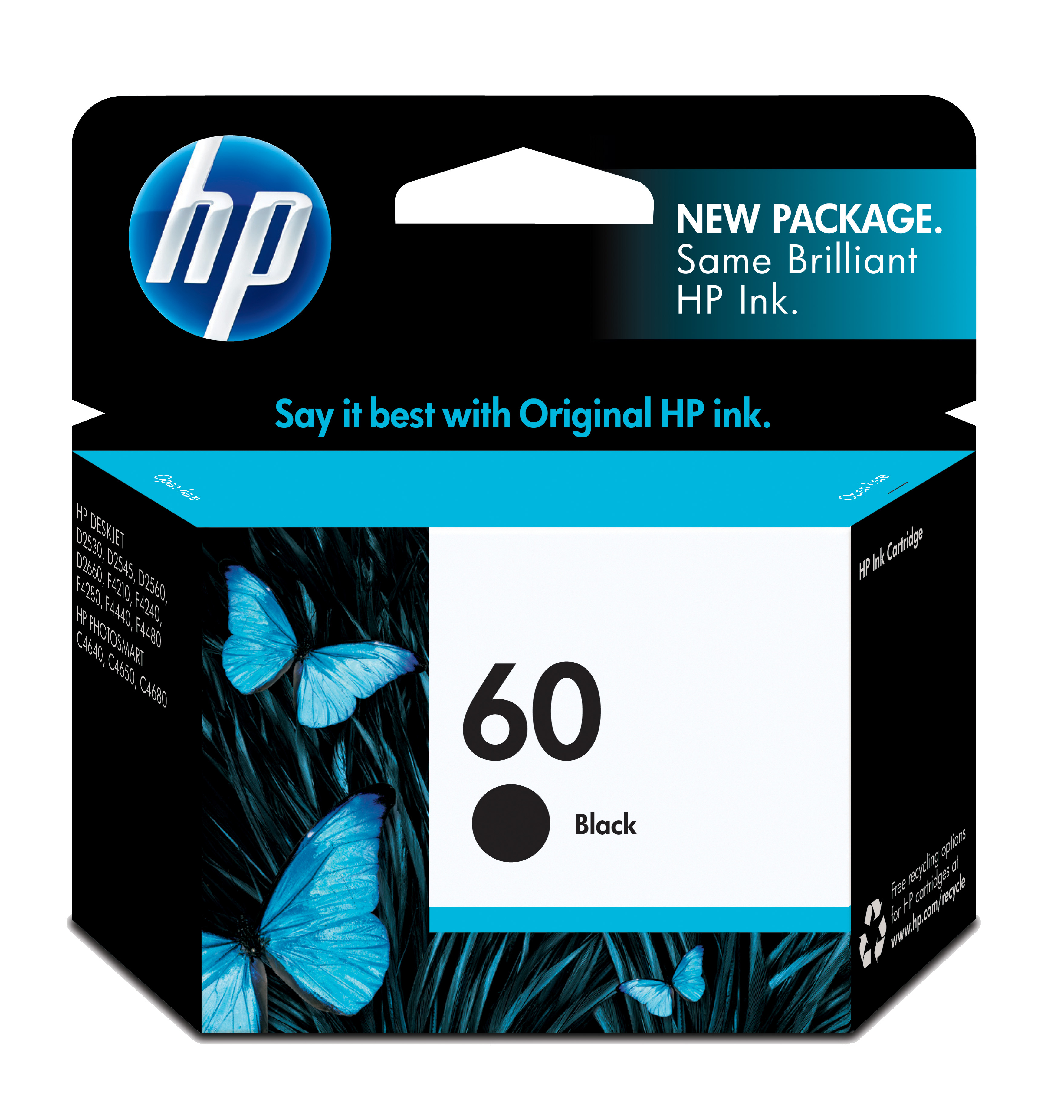 HP 60 Black Ink Cartridge Genuine HP Inkjet
