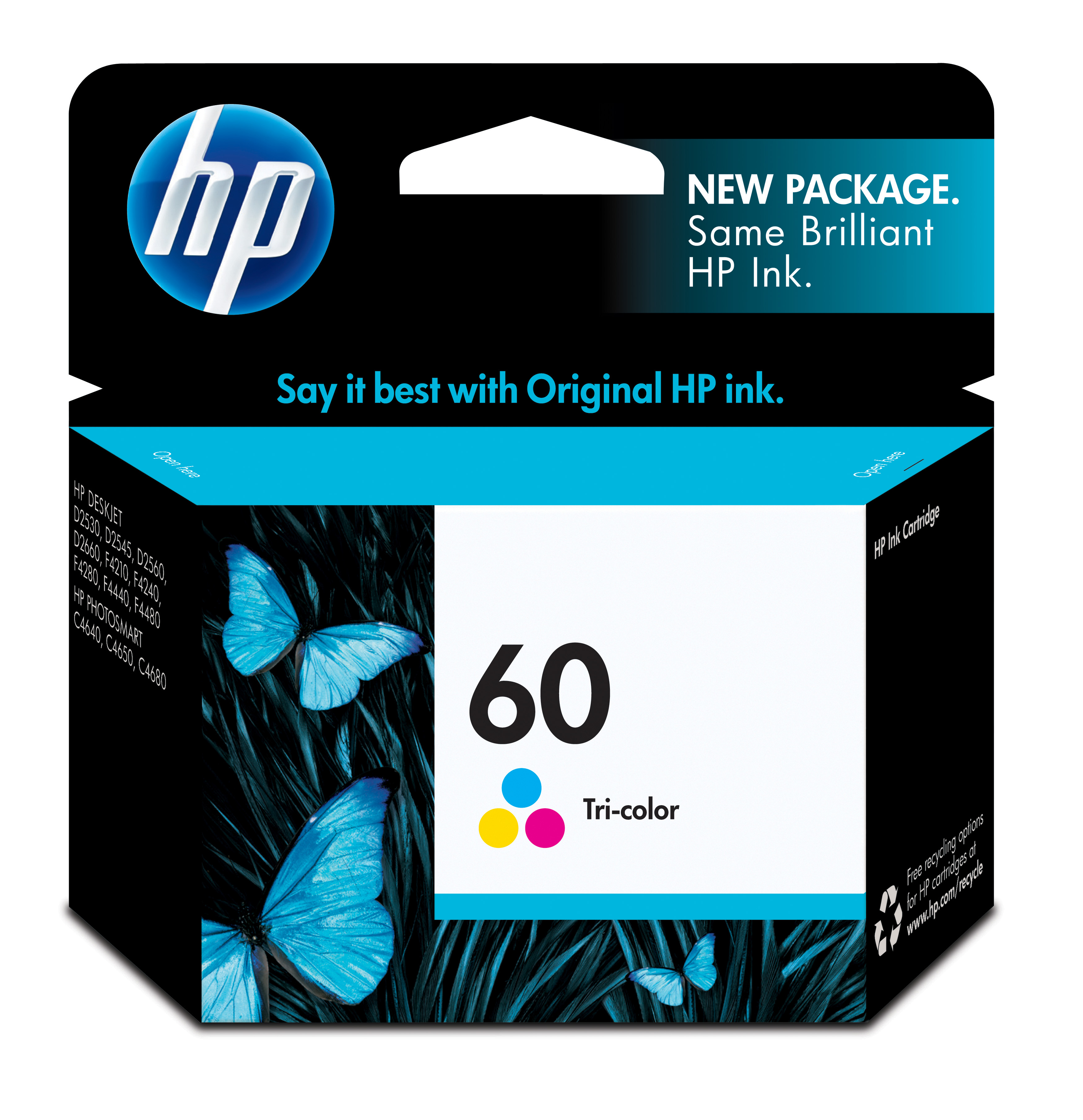 HP 60 Tri-color Ink Cartridge Genuine HP Inkjet
