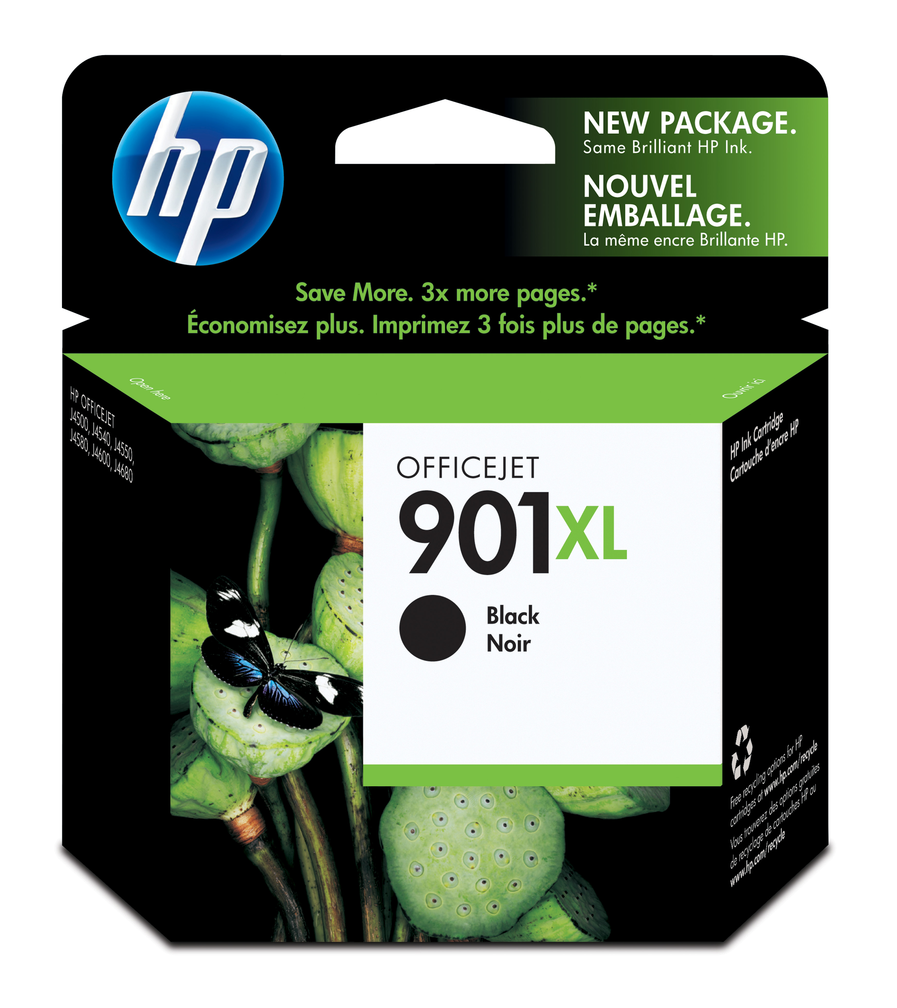 HP Genuine CC654AN (901XL) OEM High Capacity Black Inkjet Cartridge, 700 Page Yield
