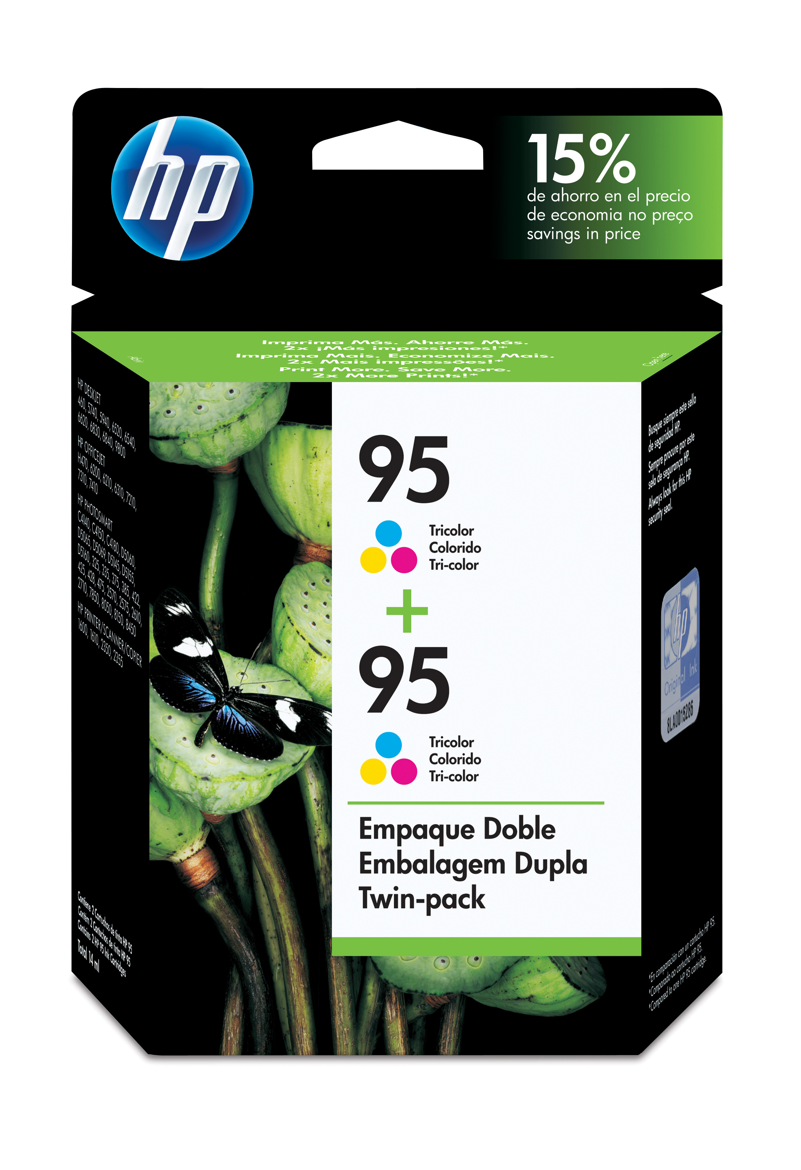 HP 95 2-pack Tri-color Inkjet Print Cartridges Genuine HP Inkjet
