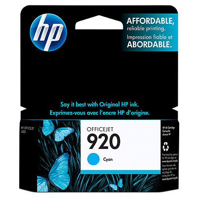 HP 920 Cyan Officejet Ink Cartridge Genuine HP Inkjet