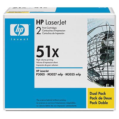 HP LaserJet Q7551X Dual Pack Black Print Cartridges Genuine HP Toner