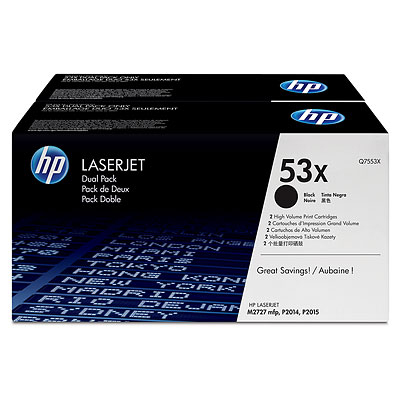HP LaserJet Q7553X Dual Pack Black Print Cartridges Genuine HP Toner