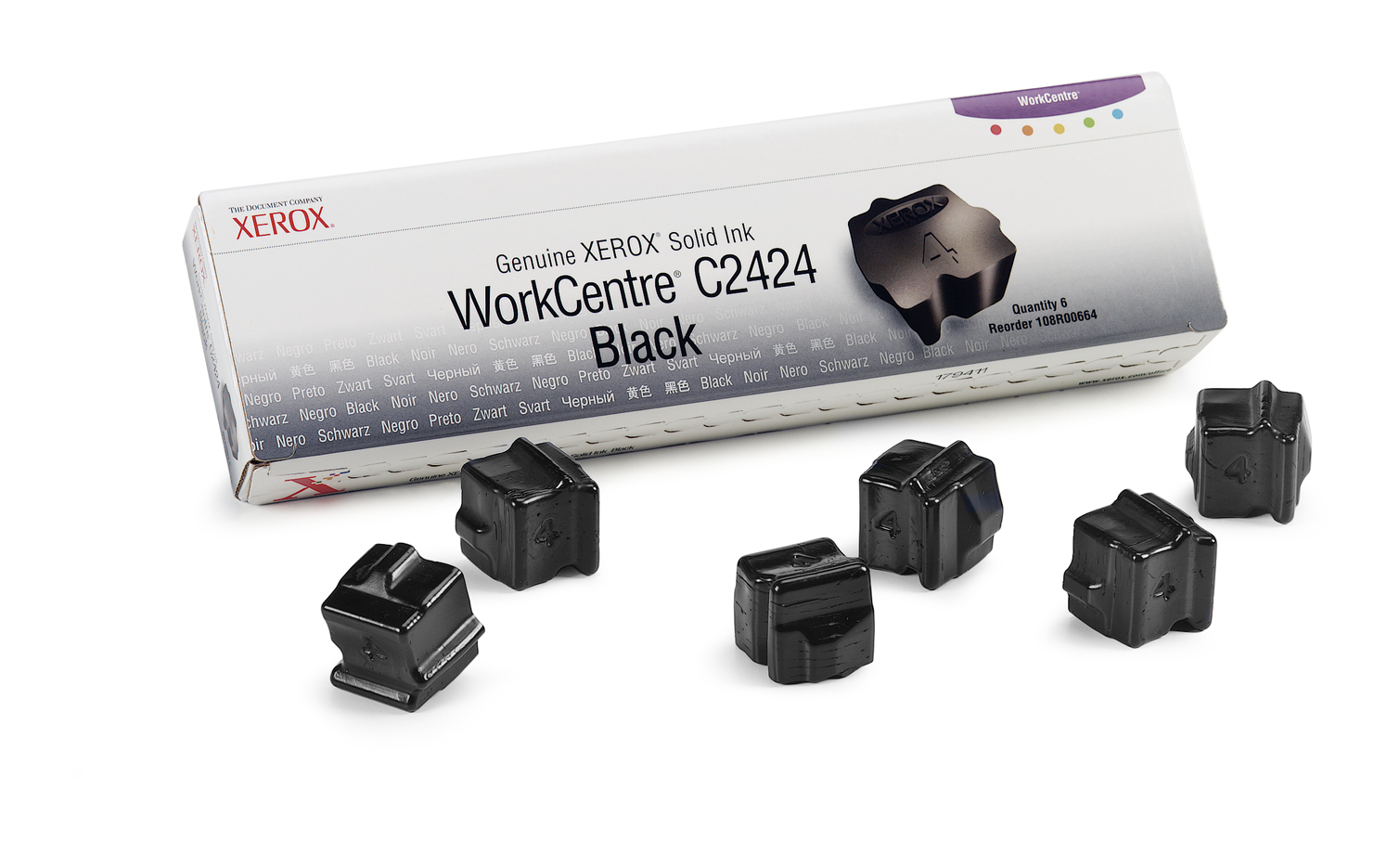 Black Solid Ink 6 Pack Cartridge compatible with the Xerox 108R00664