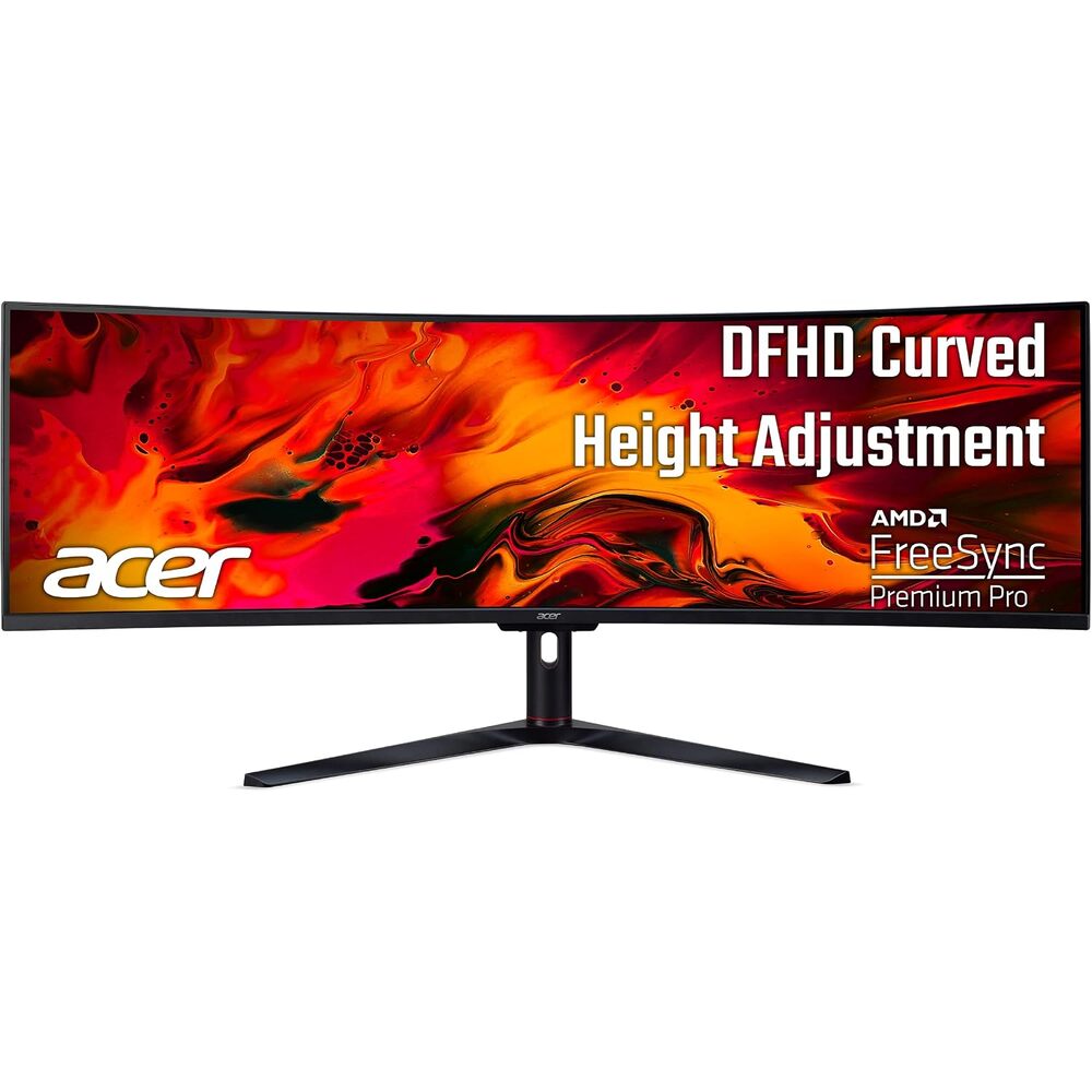 acer 49 Inch 1800R Curved Zero-Frame DFHD (3840 x 1080) Gaming Monitor | AMD FreeSync Premium Pro | Up to 144Hz Refresh | 4ms (G to G) | 1 x Display Port 1.4 and 2 x HDMI 2.0 Ports | EI491CR