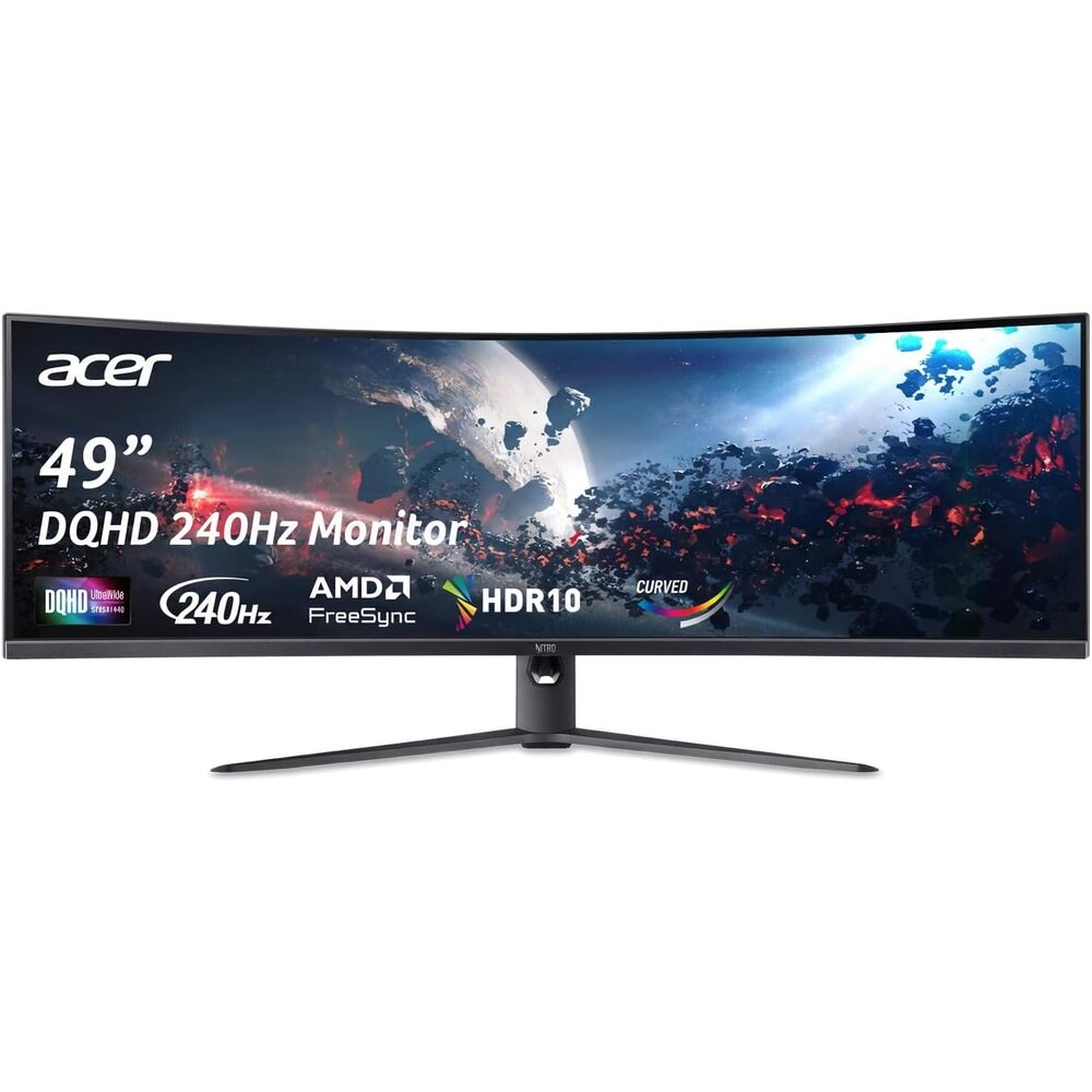 Acer Nitro 49� Gaming Monitor | UltraWide DQHD 5120 x 1440 | 1000R 32:9 Curved | AMD FreeSync | 240Hz Refresh Rate | 3ms (G to G) | 1 x Display Port 1.4 & 2 x HDMI 2.0 Ports | EI491CUR W3biiphx