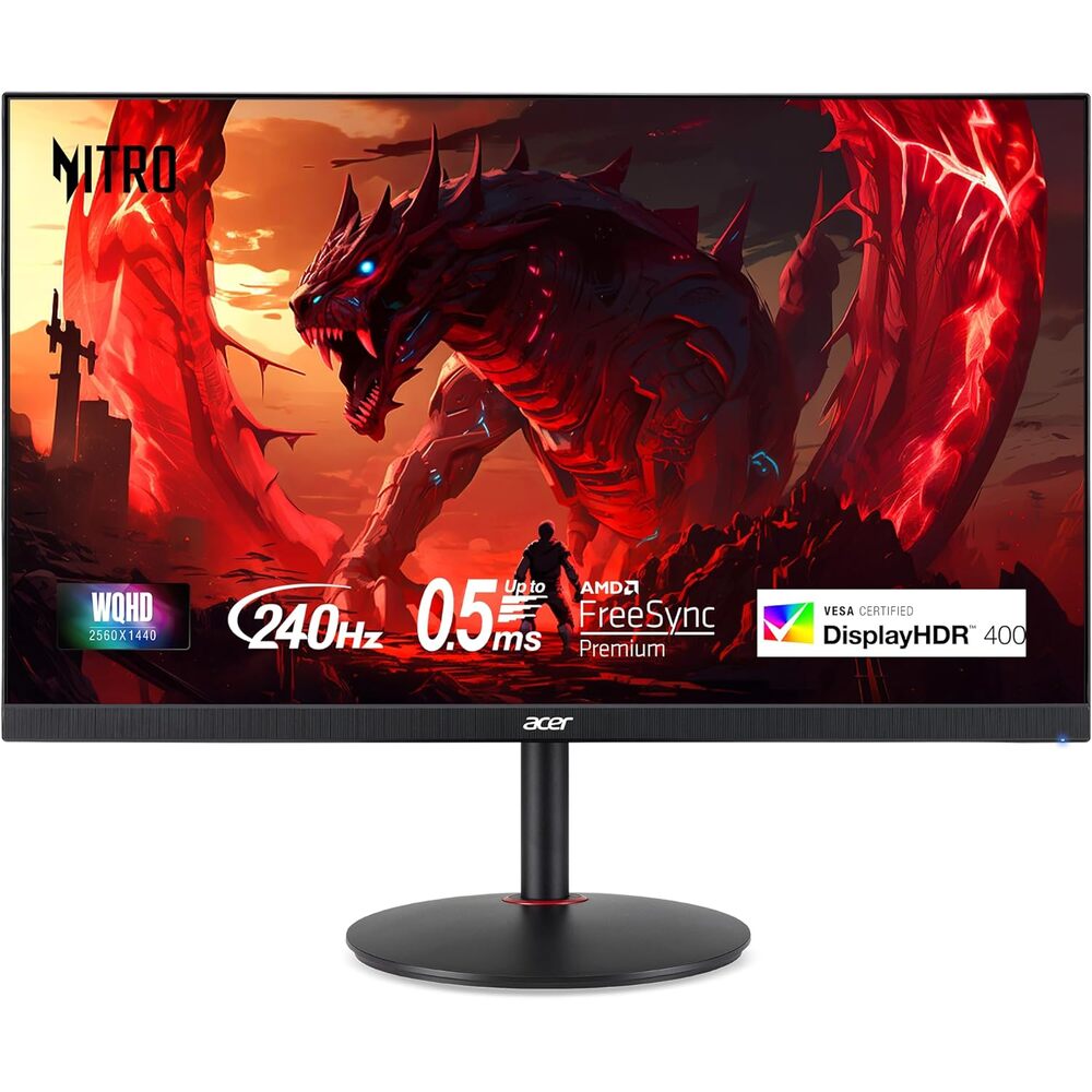 Acer Nitro 27" WQHD 2560 x 1440 PC Gaming IPS AMD FreeSync Premium | Up to 240Hz Refresh | Up to 0.5ms | DisplayHDR 400 | sRGB 99% | 1 x Display Port 1.4 & 2 x HDMI 2.1 | XV272U W2bmiiprx