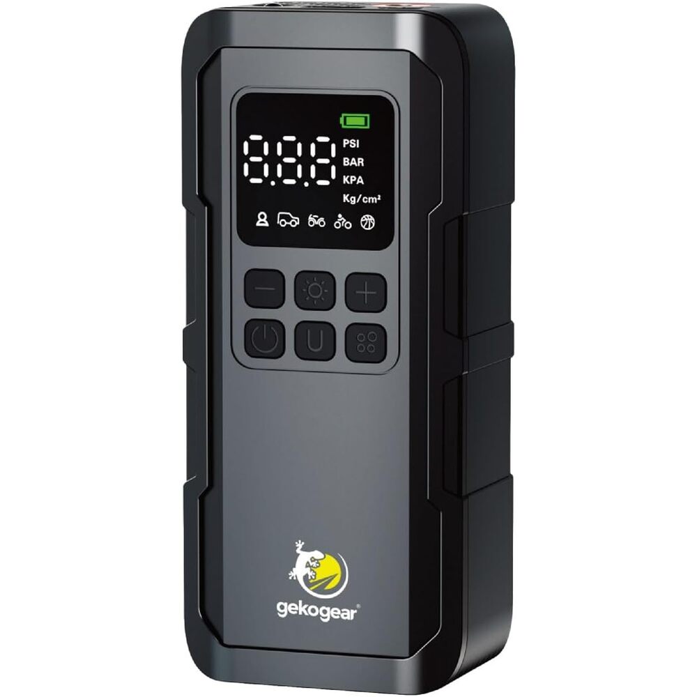 myGEKOgear Tire Inflator Portable Air Compressor - 150PSI Portable Air Pump, Accurate Pressure LCD Display, 5 Preset Modes, Fast Inflation for Cars, Bikes & Motorcycle Tires, Balls
