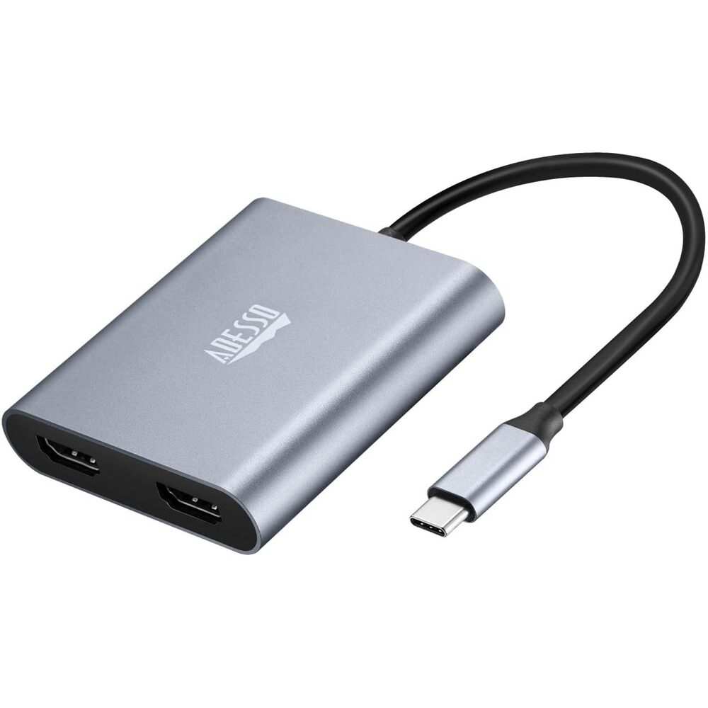 Adesso USB C to Dual HDMI Adapter, Compact and Portable USB C Adapter, Supports 4K@60Hz and Dual 2K/1080P@60Hz, for MacBook/Lenovo Yoga/Thinkpad, XPS, and More