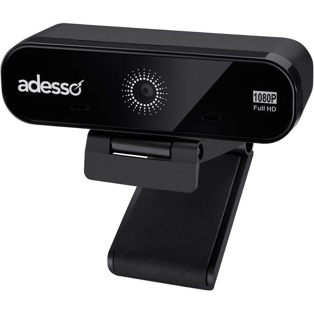 Adesso CyberTrack H8 Webcam 1080P Full HD with Auto Focus Lens, Dual Microphones Noise Cancellation, Privacy Shutter, Tripod Mount, USB Computer Camera for Video Conferencing