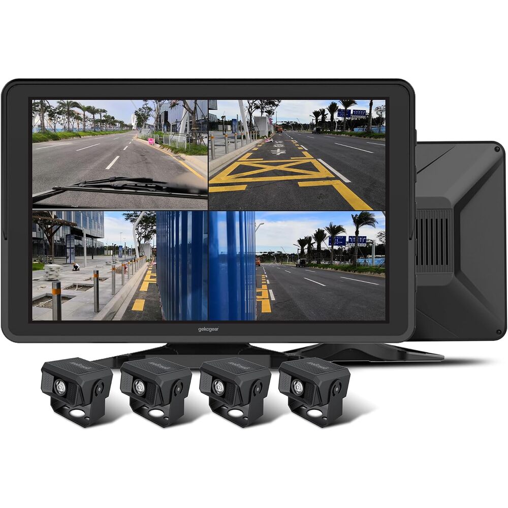 GekoGear Orbit T100 4 Channel 1080P Dash Cam for Trucks with a 10.1" IPS Screen