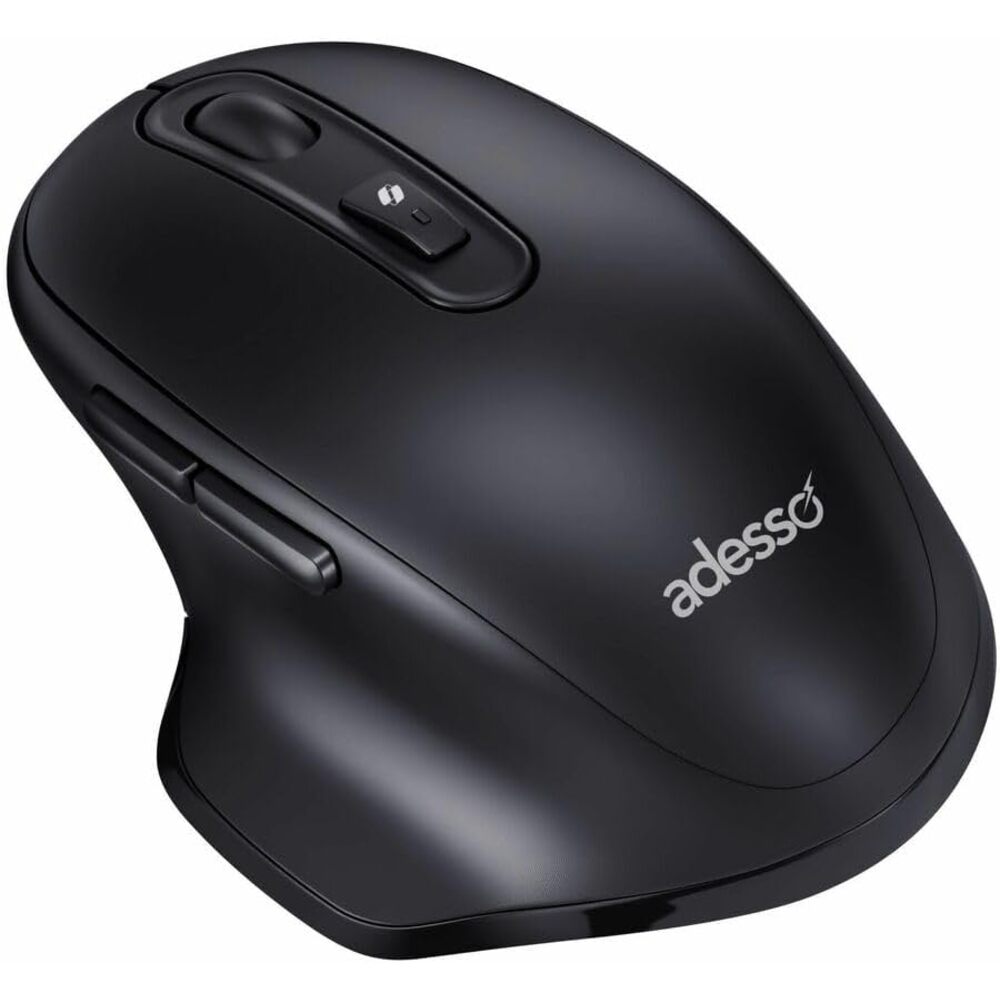 Adesso iMouse A50 Ergonomic Wireless Mouse, Bluetooth and 2.4GHz Dual Mode with USB-C Receiver, Copilot AI Hotkey, 3 Level DPI (1000/1600/2400), 6 Buttons, Right Hand Design for Windows