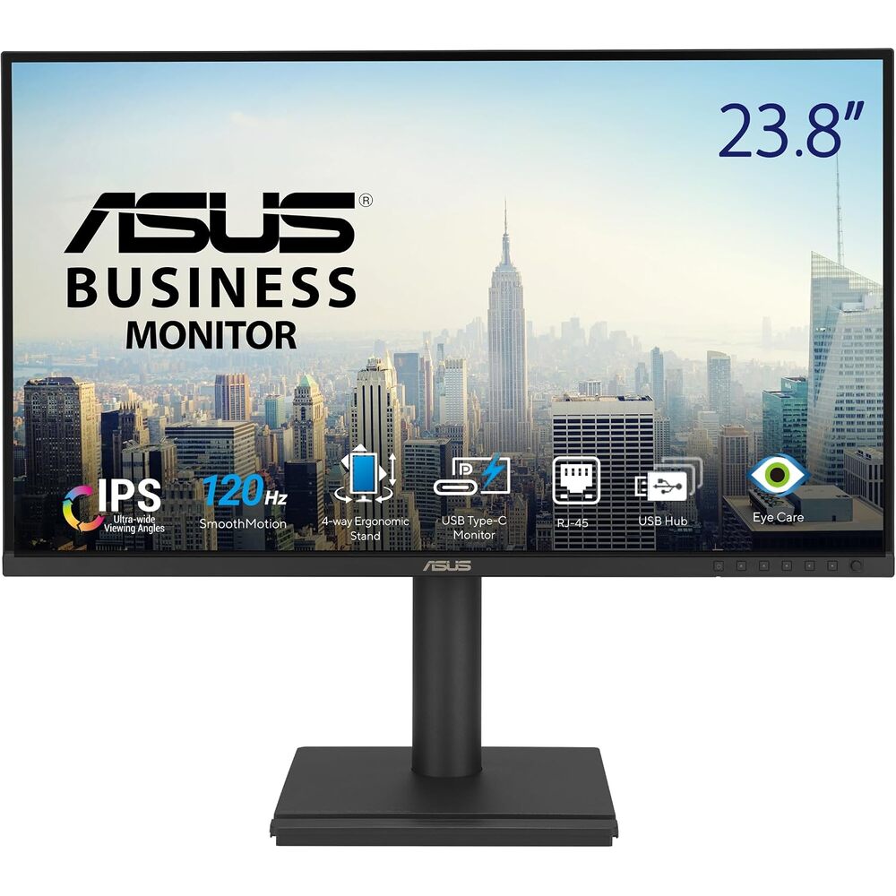 ASUS 24� USB-C Docking Monitor (BE249CGN) - IPS, 120Hz, Frameless, RJ45, Speakers, Height Adjustable, Ergonomic, Daisy-Chain, Power Sync, Eye Care, VESA Wall Mountable, 3 yr Warranty