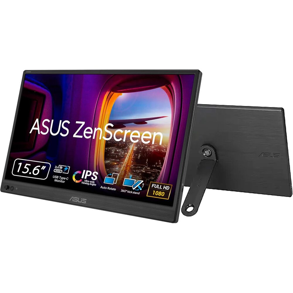 ASUS ZenScreen 16� Portable USB Monitor (MB169CK-P) - Full HD, IPS, Dual USB-C, Eye Care, Flicker Free, Blue Light Filter, Anti-Glare Surface, 360� Kickstand, 3 yr Warranty