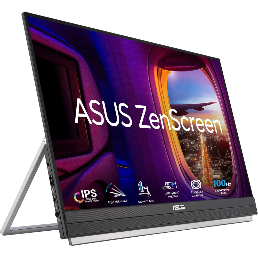 ASUS ZenScreen 22� (21.5 viewable) 1080P Portable Monitor (MB229CF) � Full HD, IPS, 100Hz, USB-C PD 60W, Speakers, Carrying Handle, Kickstand, C-clamp Arm, Partition Hook, Subwoofer, 3 yr Warranty