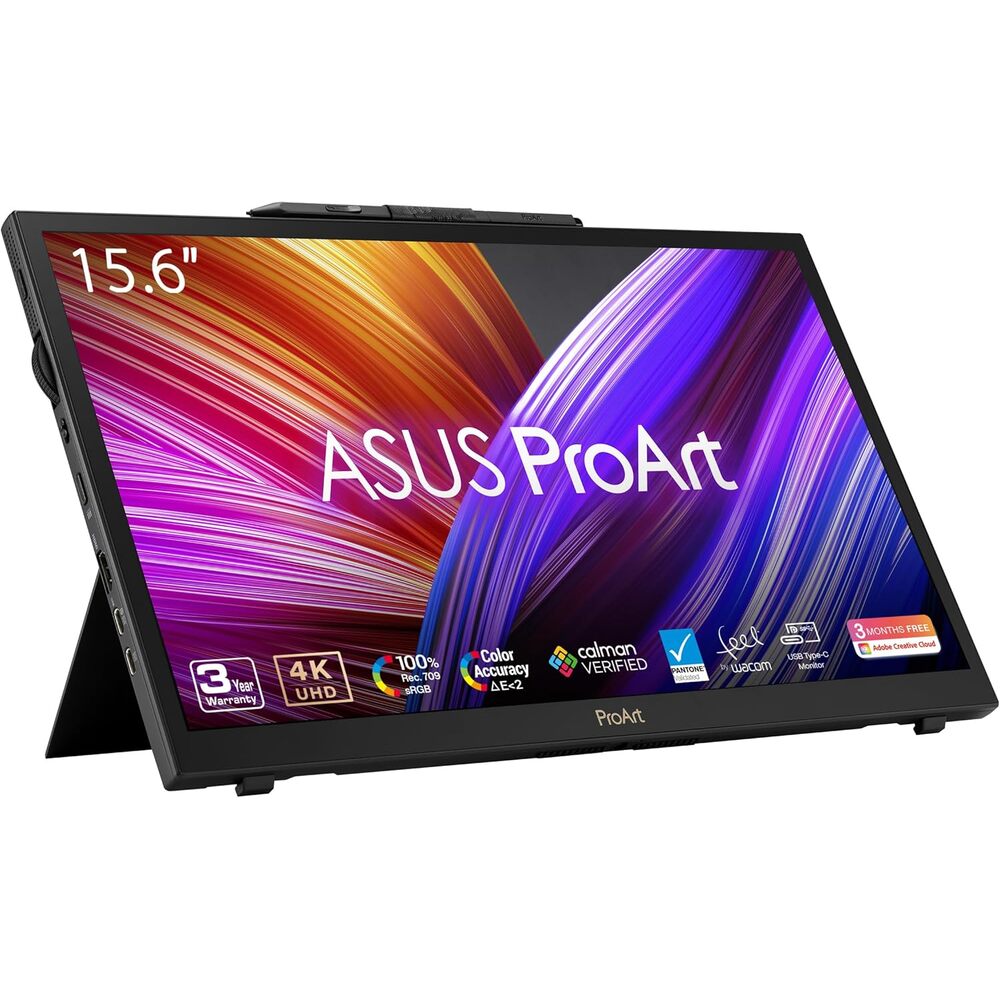 ASUS ProArt Display 15.6� 4K Pen Display (PA169CDV) � IPS, UHD (3840 x 2160), WACOM Feel EMR, 100% sRGB, Calman Verified, Pantone Validated, Speakers, USB-C, 10-Point Touch, Dial, 3 Year Warranty