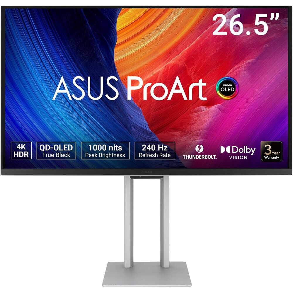 ASUS ProArt Display 27� 4K UHD Professional Monitor (PA27UCDMR) � QD-OLED (3840 x 2160), 99% DCI-P3, Auto Calibration, ?E<1, Calman Ready, 240Hz, HDR-10, Thunderbolt�, Ergonomic, 3 yr Warranty