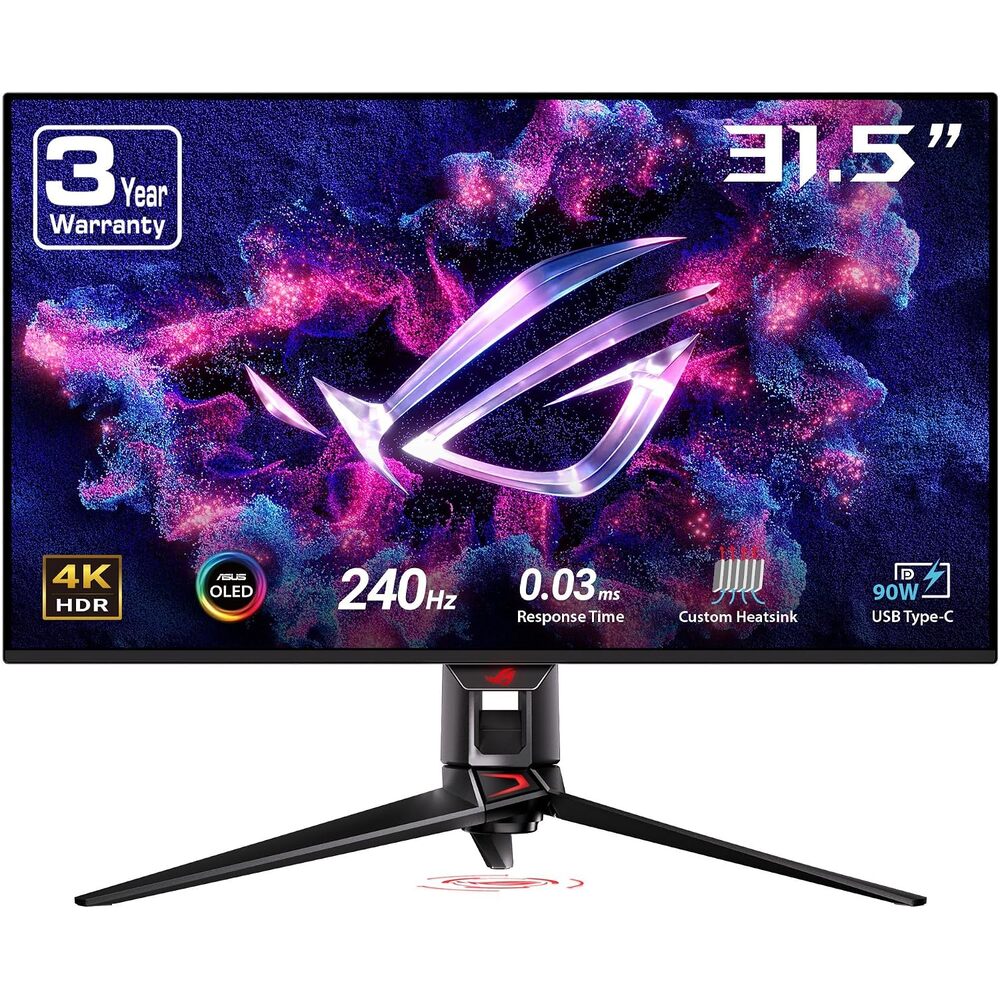 ASUS ROG Swift 32� 4K OLED Gaming Monitor (PG32UCDM) - UHD (3840 x 2160), QD-OLED, 240Hz, 0.03ms, G-SYNC Compatible, Custom Heatsink, Graphene Film, 99% DCI-P3, True 10-bit, 90W USB-C