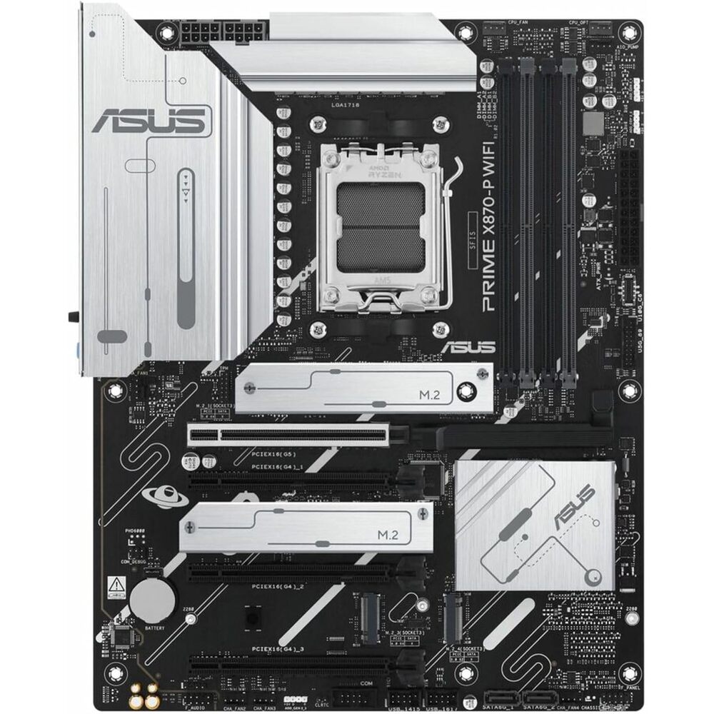 ASUS Prime X870-P WiFi AMD AM5 X870 ATX Motherboard 14+2+1 80A DrMOS Power Stages, DDR5, PCIe 5.0, PCIe 5.0 x16, Q-Release, 4X M.2, Wi-Fi 7, Q-Antenna, 2.5Gb LAN, USB4�, USB Type-C�, BIOS Flashback�