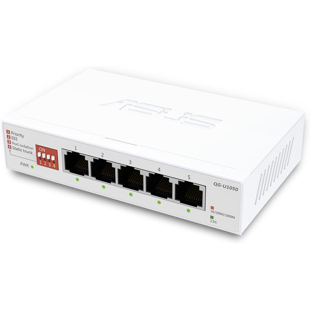 ASUS QG-U1050, 5-Port 2.5G Unmanaged Switch, Support 4 Intelligent Modes, Home Network Hub, Office Ethernet Splitter, Plug and Play, Easy Setup, Desktop, Silent Operation, TAA Compliant