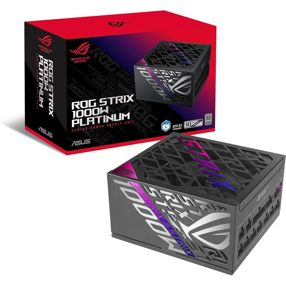 ASUS ROG Strix 1000W Platinum (Fully Modular Power Supply, 80 Plus Platinum Certified, ATX 3.1, Cybenetics Lambda A+, GaN MOSFET, GPU-First Intelligent Voltage Stabilizer, 10-Year Warranty)