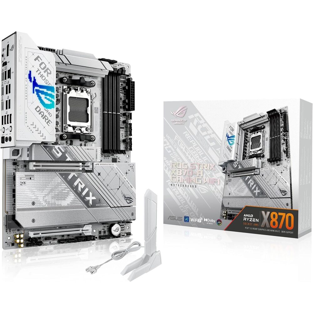 ASUS ROG Strix X870-A Gaming WiFi AMD AM5 X870 ATX Motherboard 16+2+2 Power Stages, Dynamic OC Switcher, Core Flex, DDR5 AEMP, WiFi 7, 4X M.2, PCIe� 5.0, Q-Release Slim, USB4�, AI OCing & Networking