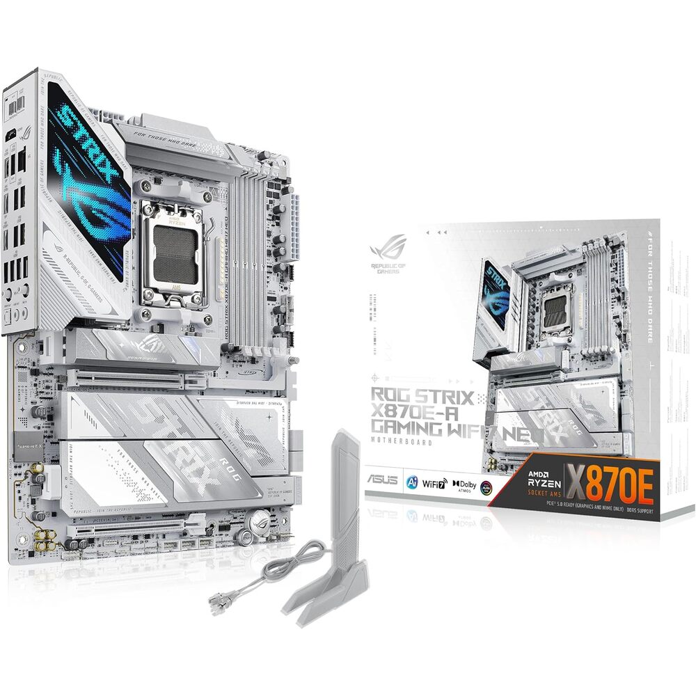 ASUS ROG Strix X870E-A Gaming WIFI7 NEO AM5 ATX Motherboard, DDR5, DIMM Fit, WiFi 7, 5Gb LAN, PCIe 5.0, 4X M.2, 2X USB4, EZ PC DIY, AIO Q-Connector