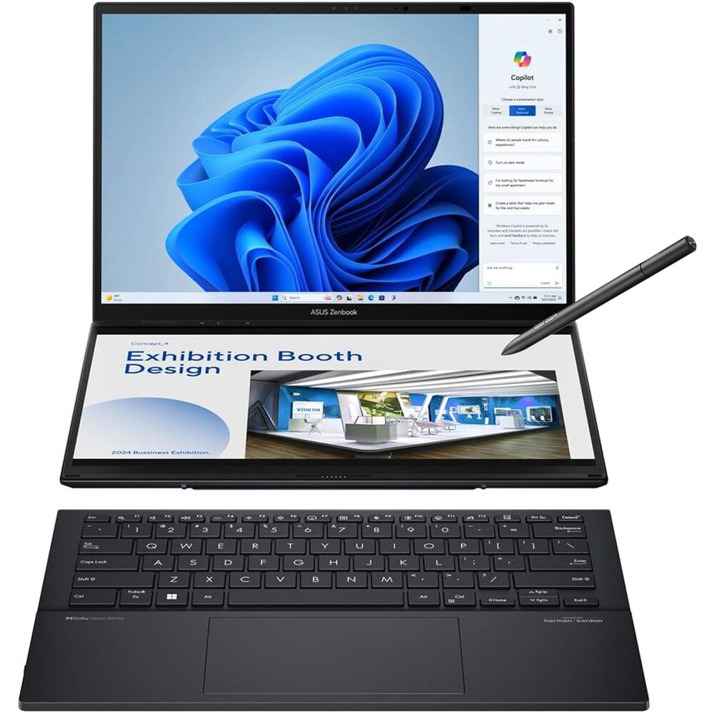 ASUS Zenbook Duo Laptop, Dual 14� OLED 3K 120Hz Touch Display, Evo, Intel Core Ultra 9 285H, Intel Arc Graphics, 32GB RAM, 1TB SSD, Windows 11, UX8406CA-PS99T