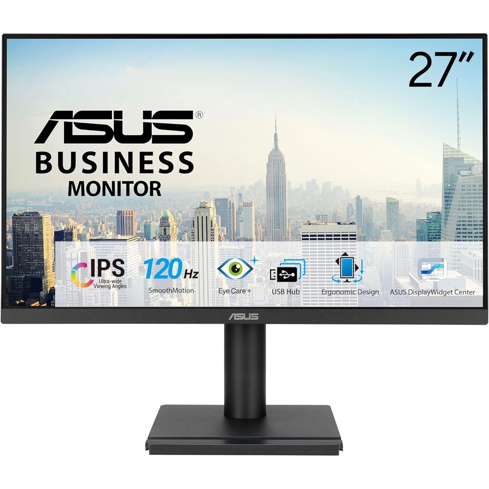 ASUS 27� 1080P Business Monitor (VA279QGS) � IPS, Full HD, Frameless, 120Hz, Adaptive-Sync, 1ms, HDMI, DisplayPort, VGA, Eye Care, Low Blue Light, Ergonomic, VESA Wall Mountable, 3 yr Warranty