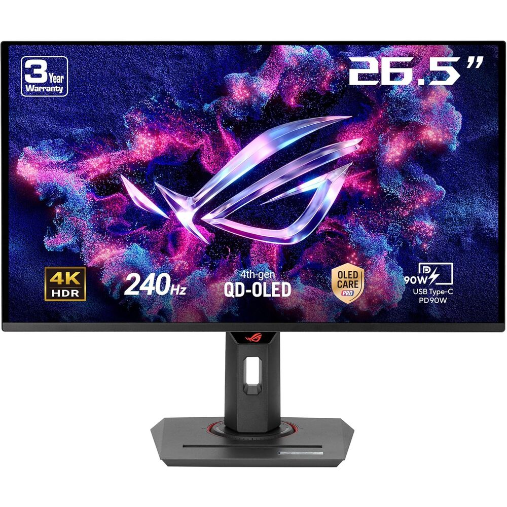 ASUS ROG Strix 27� 4K QD-OLED Gaming Monitor (XG27UCDMG) - 240Hz, 0.03ms, Anti-Flicker 2.0, Custom Heatsink, Care Pro, Neo Proximity Sensor, 99% DCI-P3, True 10-bit Color, 3 yr Warranty