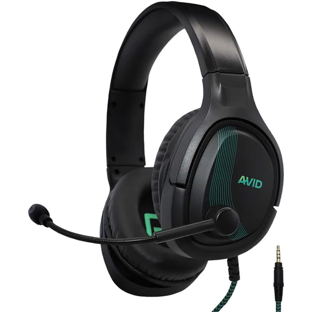 Avid AVIGA� AP-1000 Gaming Headset, Flip-to-Mute Microphone, Plush Cushion Headband and Over-Ear Cups, 50mm Driver, for PC, Xbox, PS4/5, Mobile, 3.5mm Audio Jack - Black
