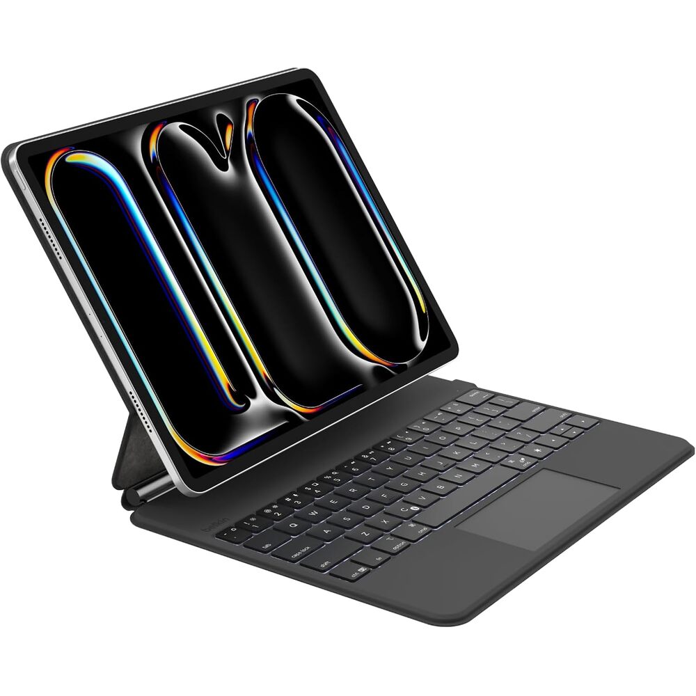 Belkin Pro Keyboard Case w/Magnetic Stand, Backlit Bluetooth Keyboard, Multi-Gesture Controls, Magnetic Apple Pencil Storage Compatibility, & Multimedia Keys for iPad Pro 13" (M4/M5) - Black