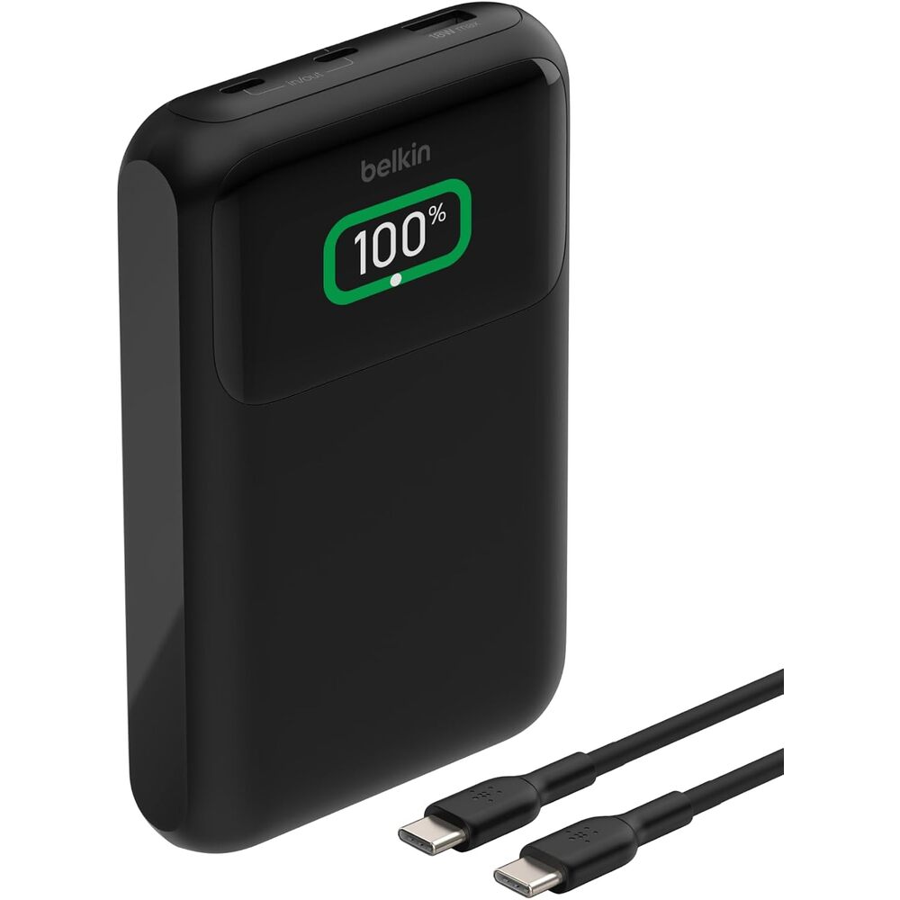 Belkin Portable Charger Power Bank, 3-Port Laptop Power Bank 20000 mAh, USB-A & USB-C Chargers Fast Charging 65W Ports for MacBook, Apple iPhone 17, iPad, Samsung Galaxy S25, Nintendo Switch 2 - Black