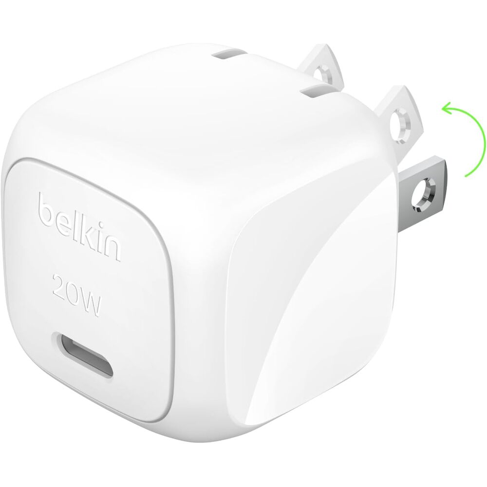 Belkin Compact Charger Block 20W, USB-C Fast Charging - Apple iPhone 17, Air, Pro, Pro Max, Samsung Galaxy S25, iPad, AirPods, Apple Watch, Nintendo Switch 2, Google Pixel 10, etc. - White